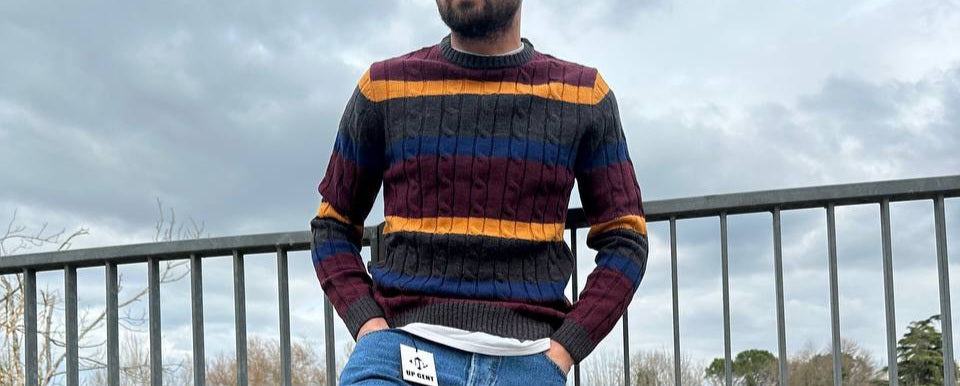 Maglione a righe multicolor