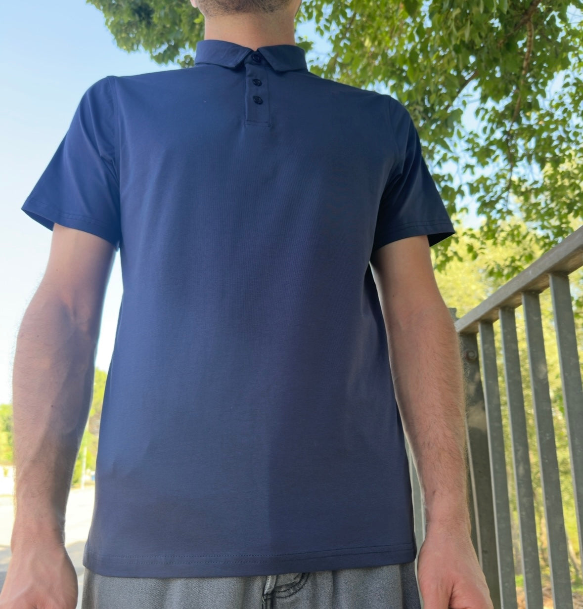 Polo blu in cotone 100%