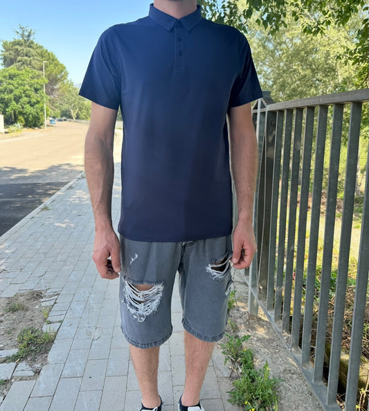 Polo blu in cotone 100%