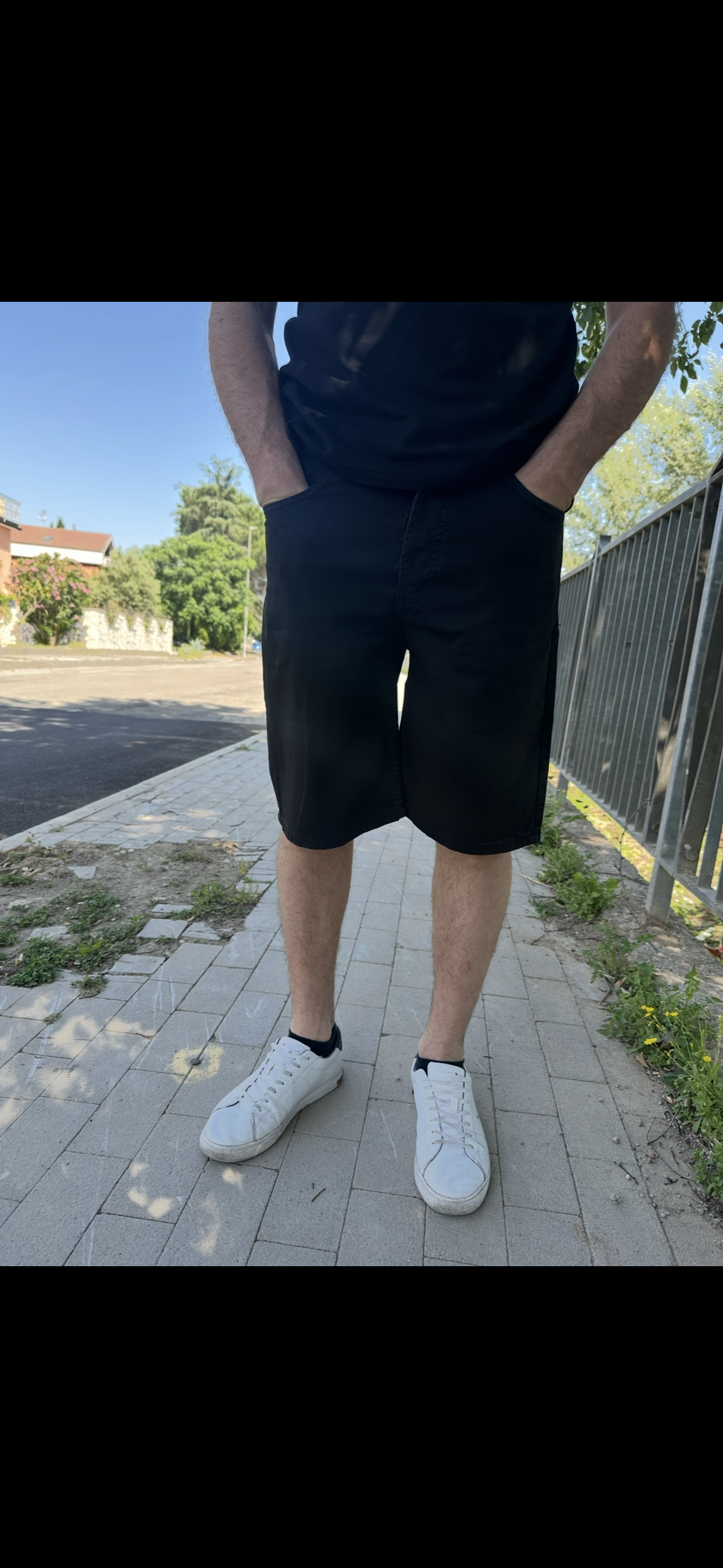 Bermuda jeans, Denim, colore nero
