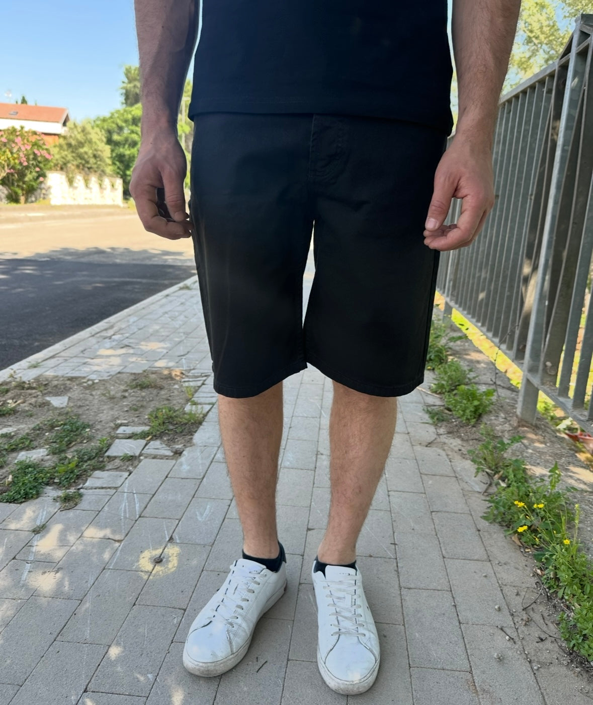 Bermuda jeans, Denim, colore nero