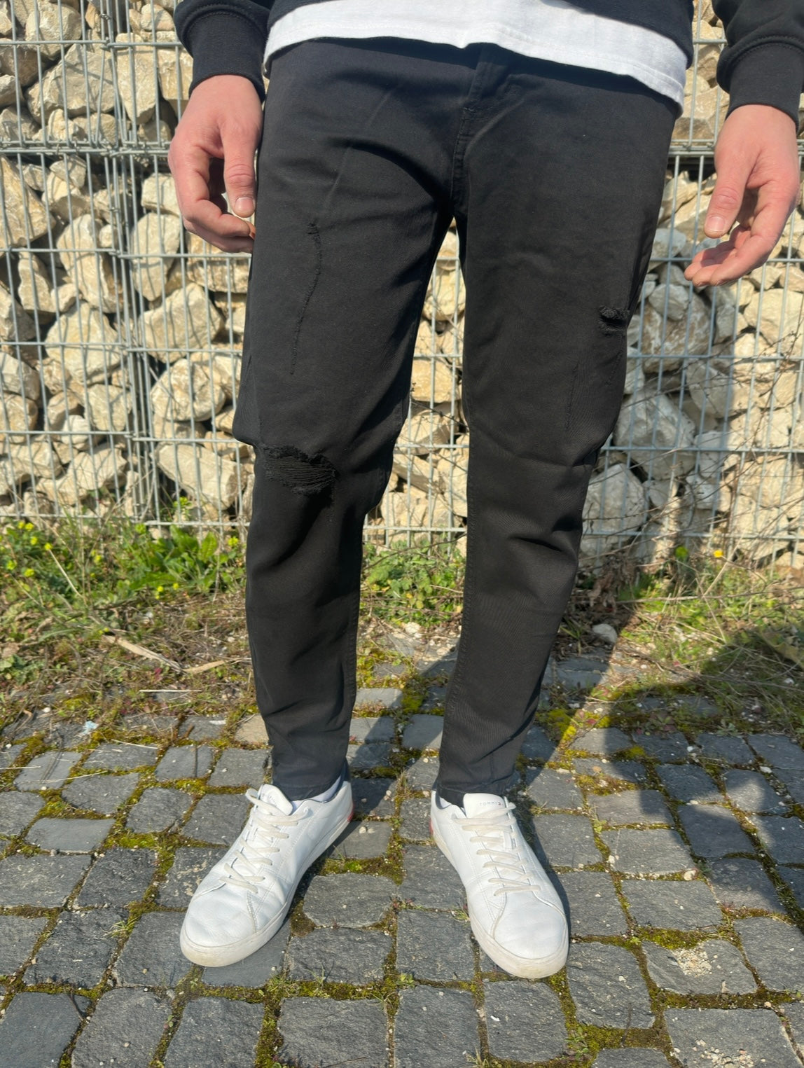Jeans Nero Strappato regular