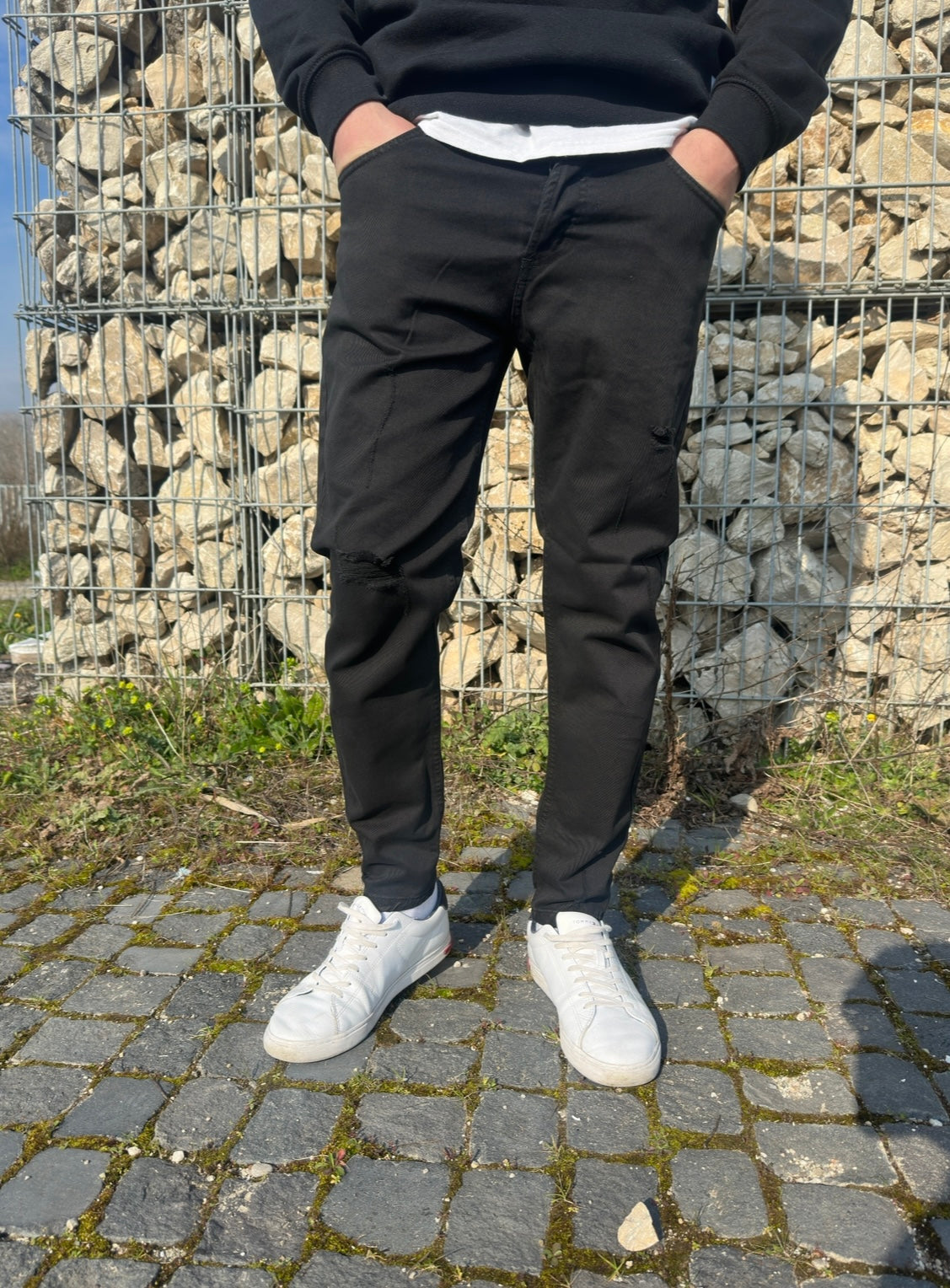 Jeans Nero Strappato regular
