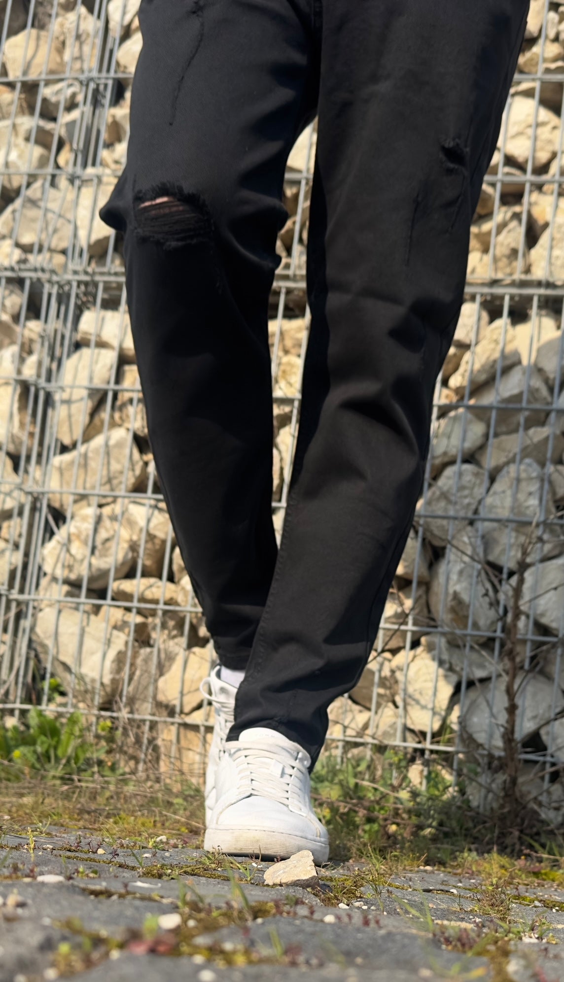 Jeans Nero Strappato regular