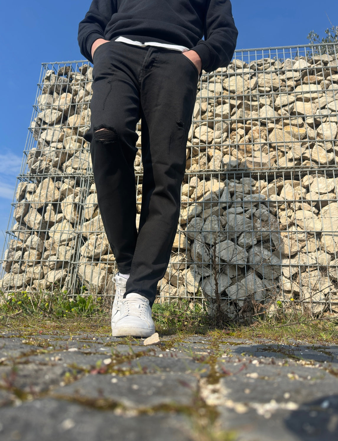 Jeans Nero Strappato regular