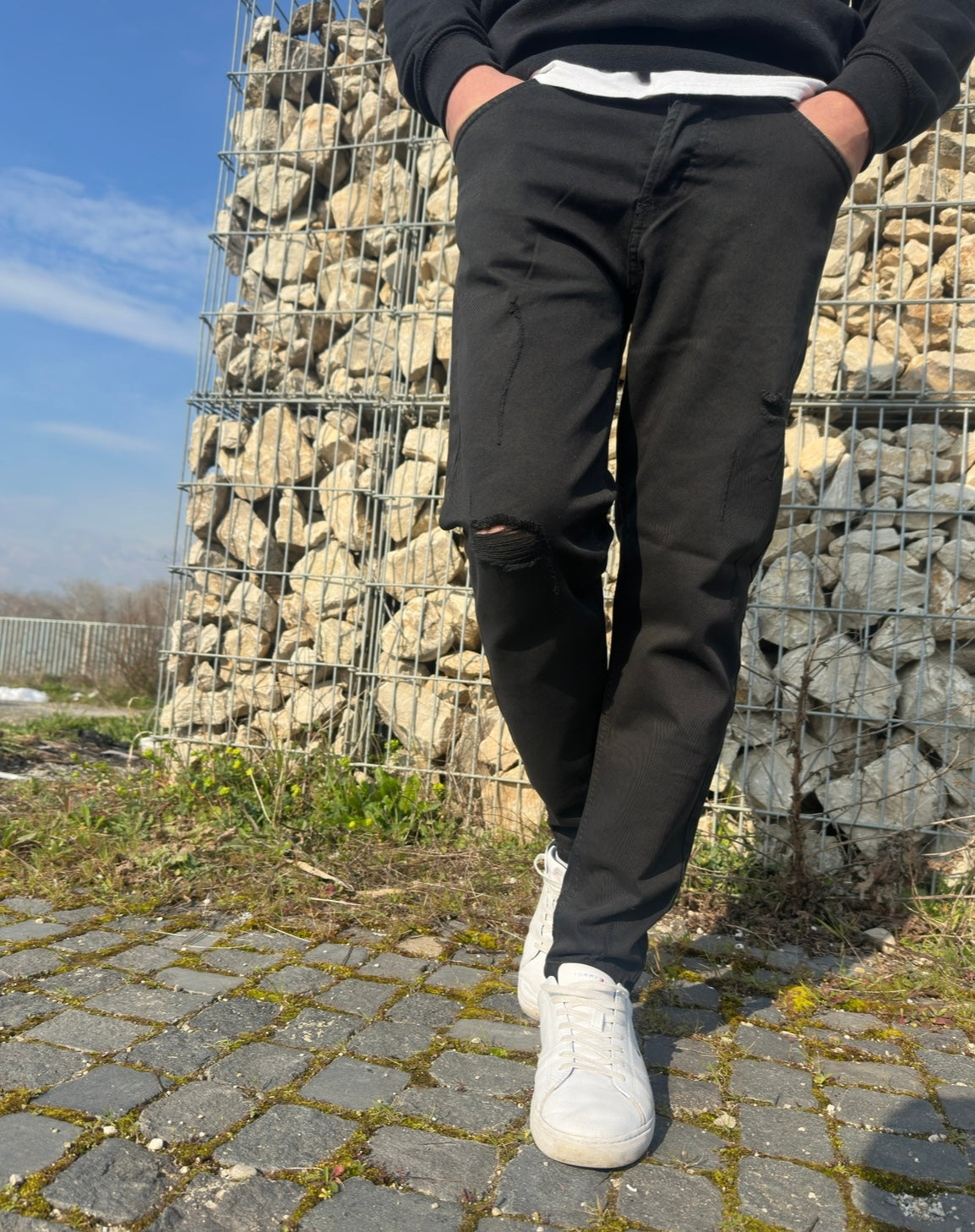 Jeans Nero Strappato regular