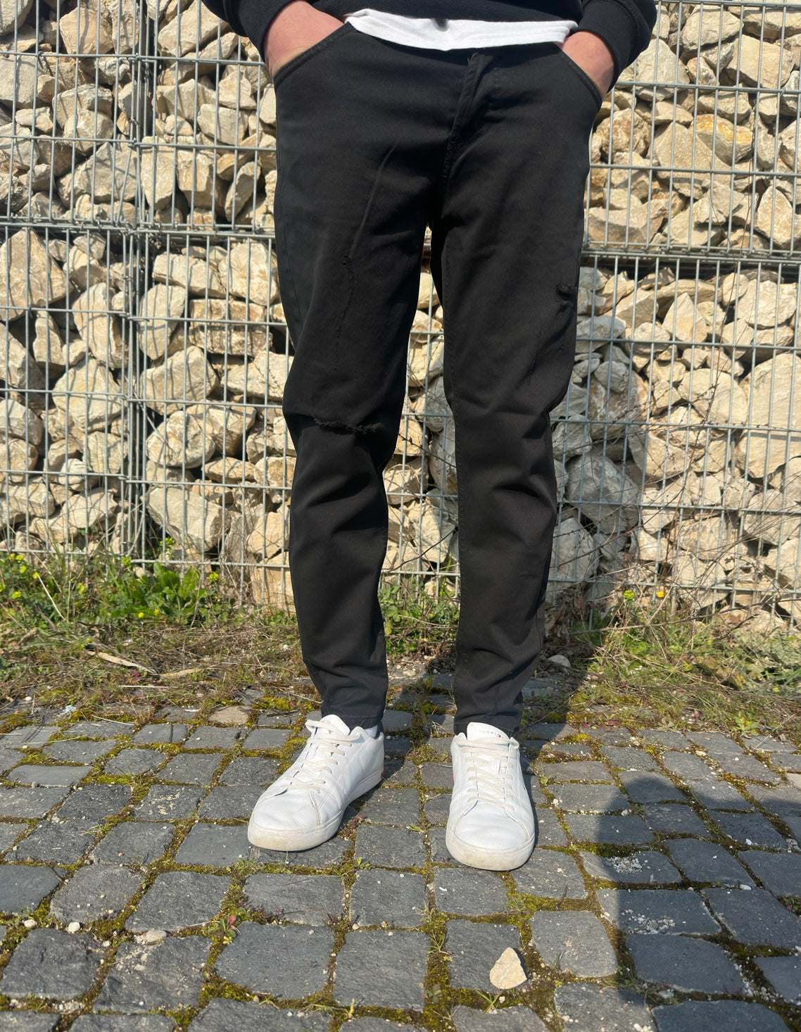 Jeans Nero Strappato regular