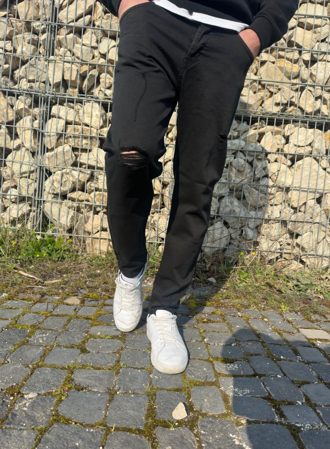 Jeans Nero Strappato regular
