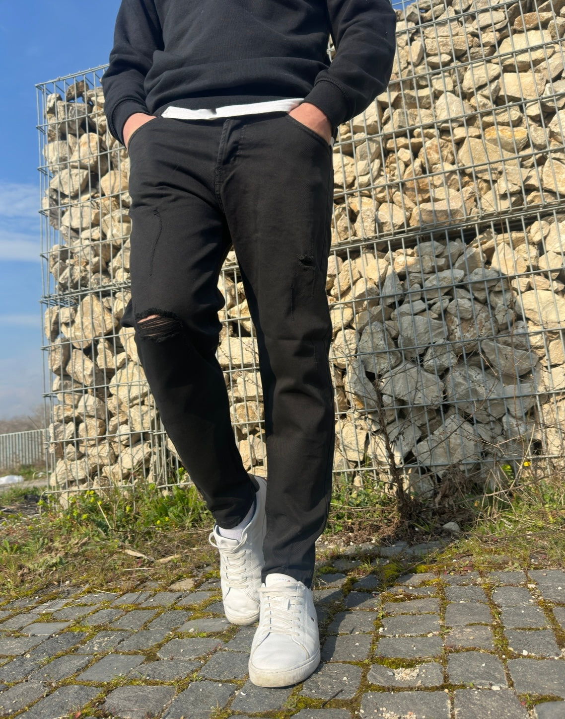 Jeans Nero Strappato regular