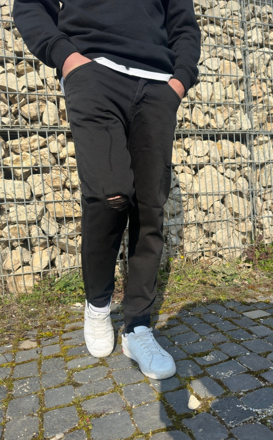 Jeans Nero Strappato regular