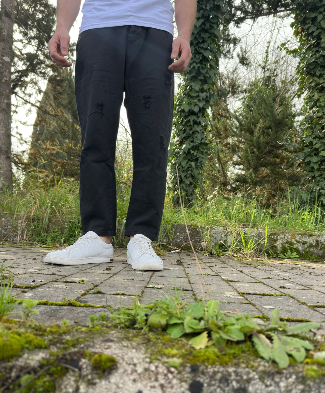 Jeans nero strappato