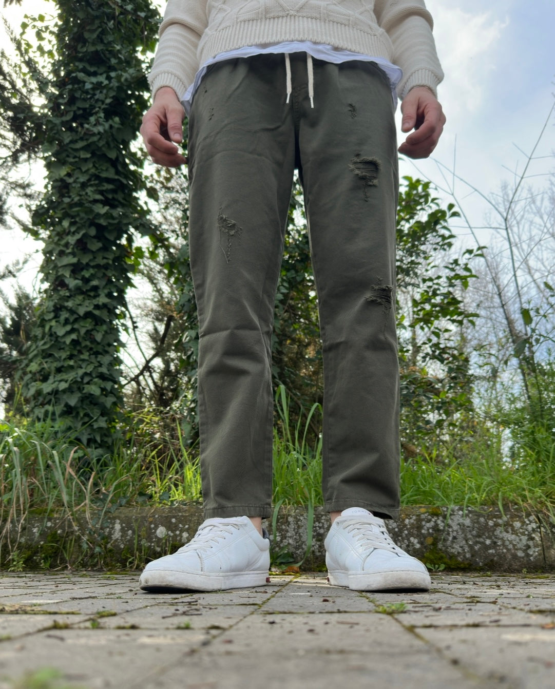 Pantalaccio jeans Verde Strappato