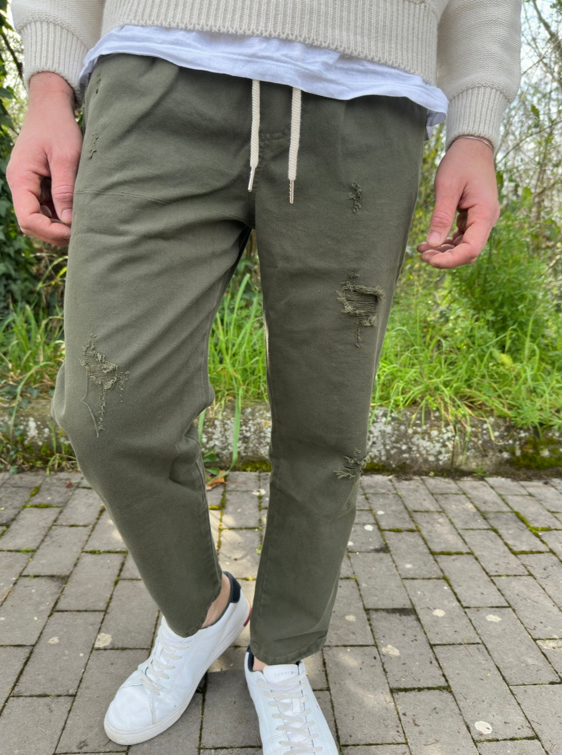 Pantalaccio jeans Verde Strappato
