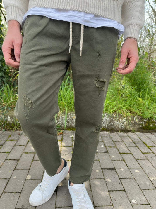 Pantalaccio jeans Verde Strappato