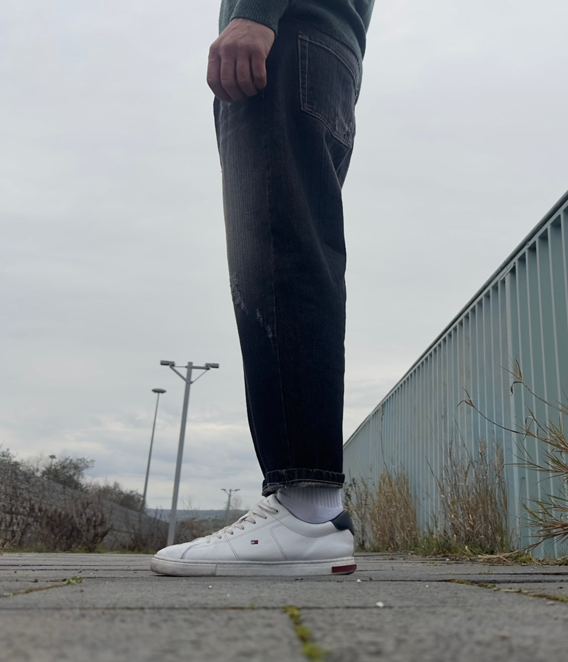 Jeans denim nero slavato