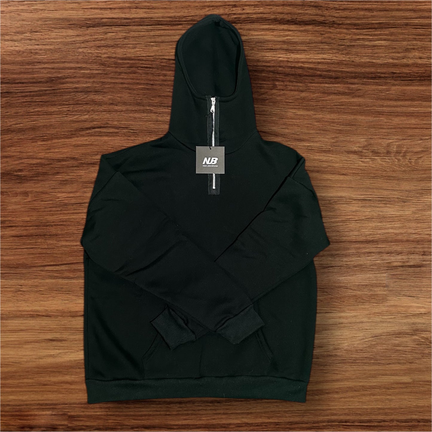 Felpa Over mezza zip con cappuccio New Job Brand nera