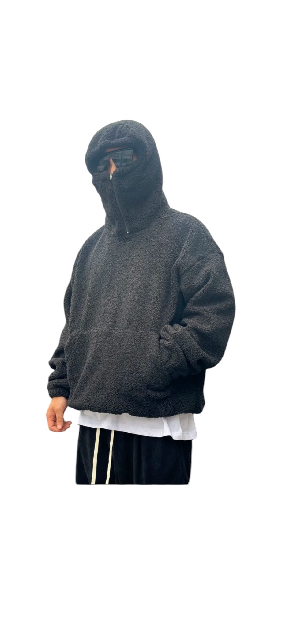 Giubbotto hoodie teddy con zip