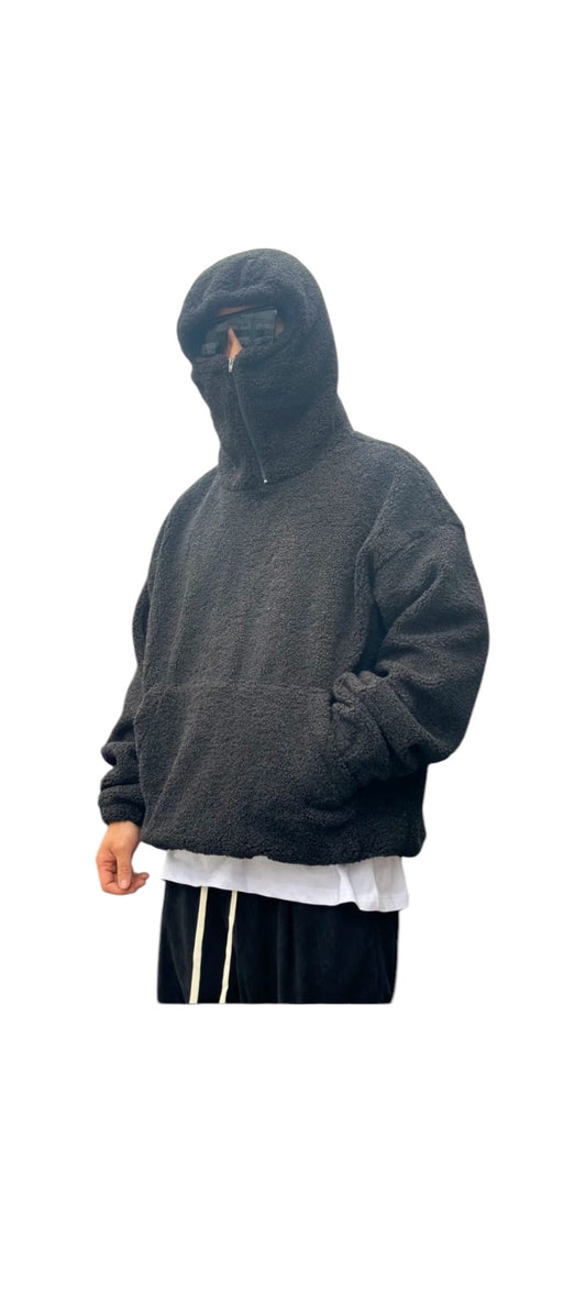 Giubbotto hoodie teddy con zip