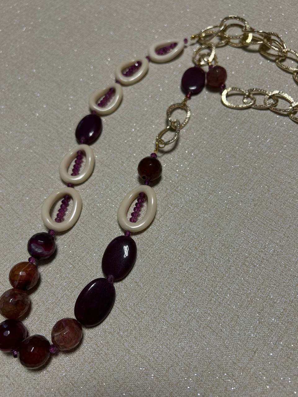Collona glicine e viola con inserti in resina color panna