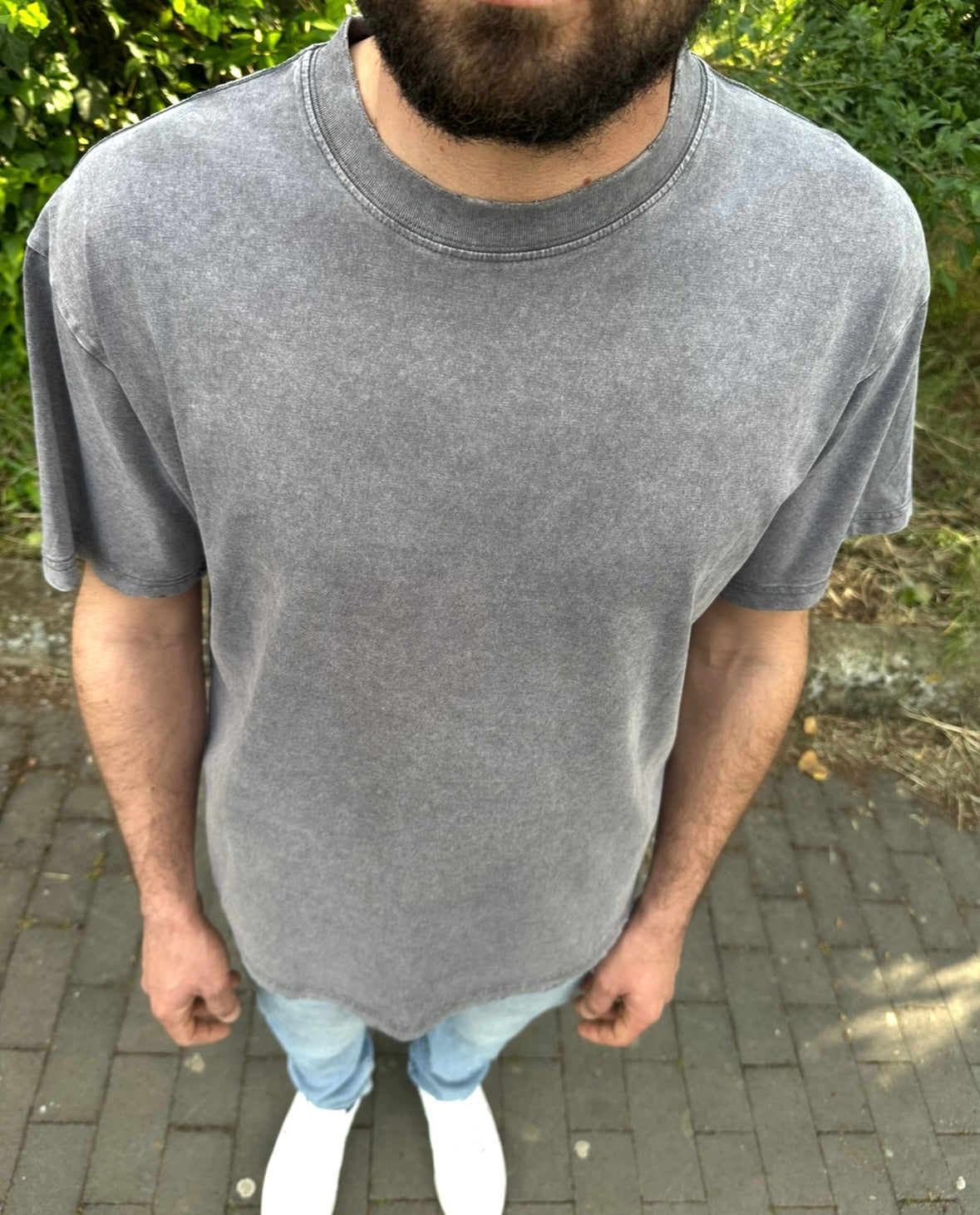 T-shirt Lavata con acido grigio