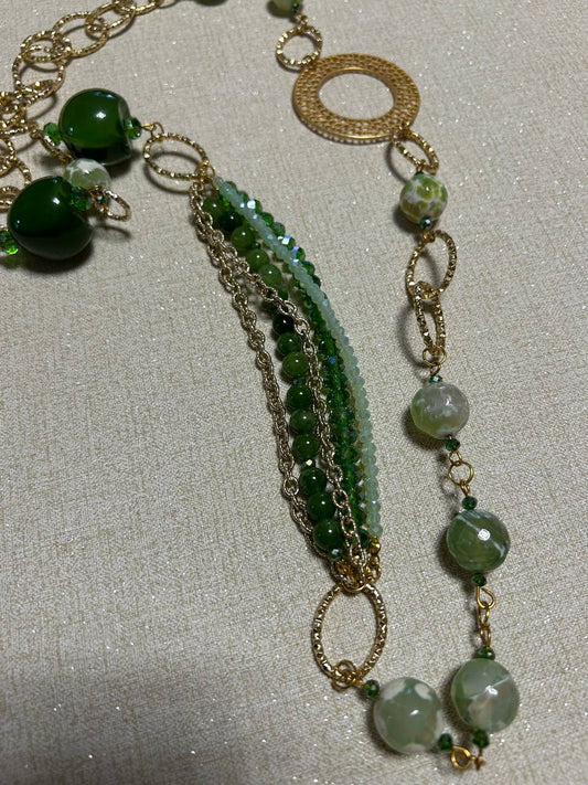 collana color oro inserto di ottone e pietre dure